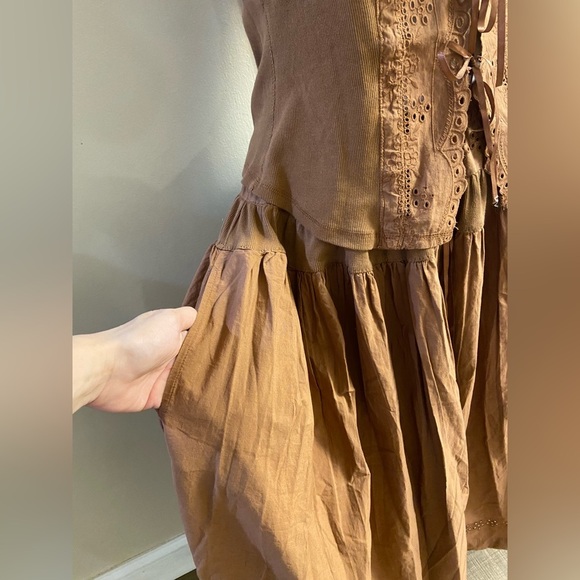 Free people Gesibelle in Macadamia Brown skirt set A line Medium NWT - Picture 12 of 16
